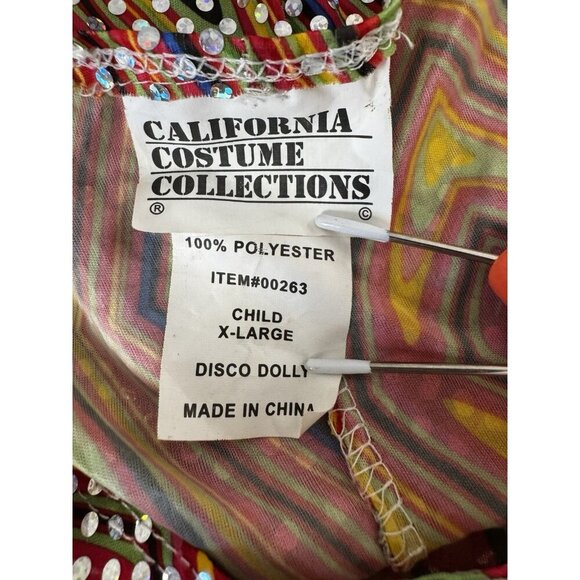California Costume Psychedelic 70s Disco Dolly Dress XL Child Go Go Dancer - Picture 3 of 6